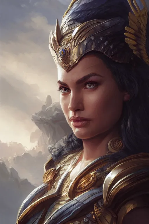 Image similar to amazon valkyrie athena, d & d, fantasy, portrait, highly detailed, headshot, digital painting, trending on artstation, concept art, sharp focus, illustration, art by artgerm and greg rutkowski and magali villeneuve