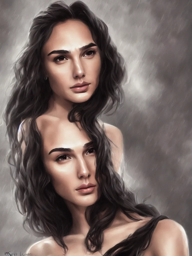 Image similar to a beautiful portrait of gal gadot by Karmen loh and, detailed, proportional, trending on art station, 4k