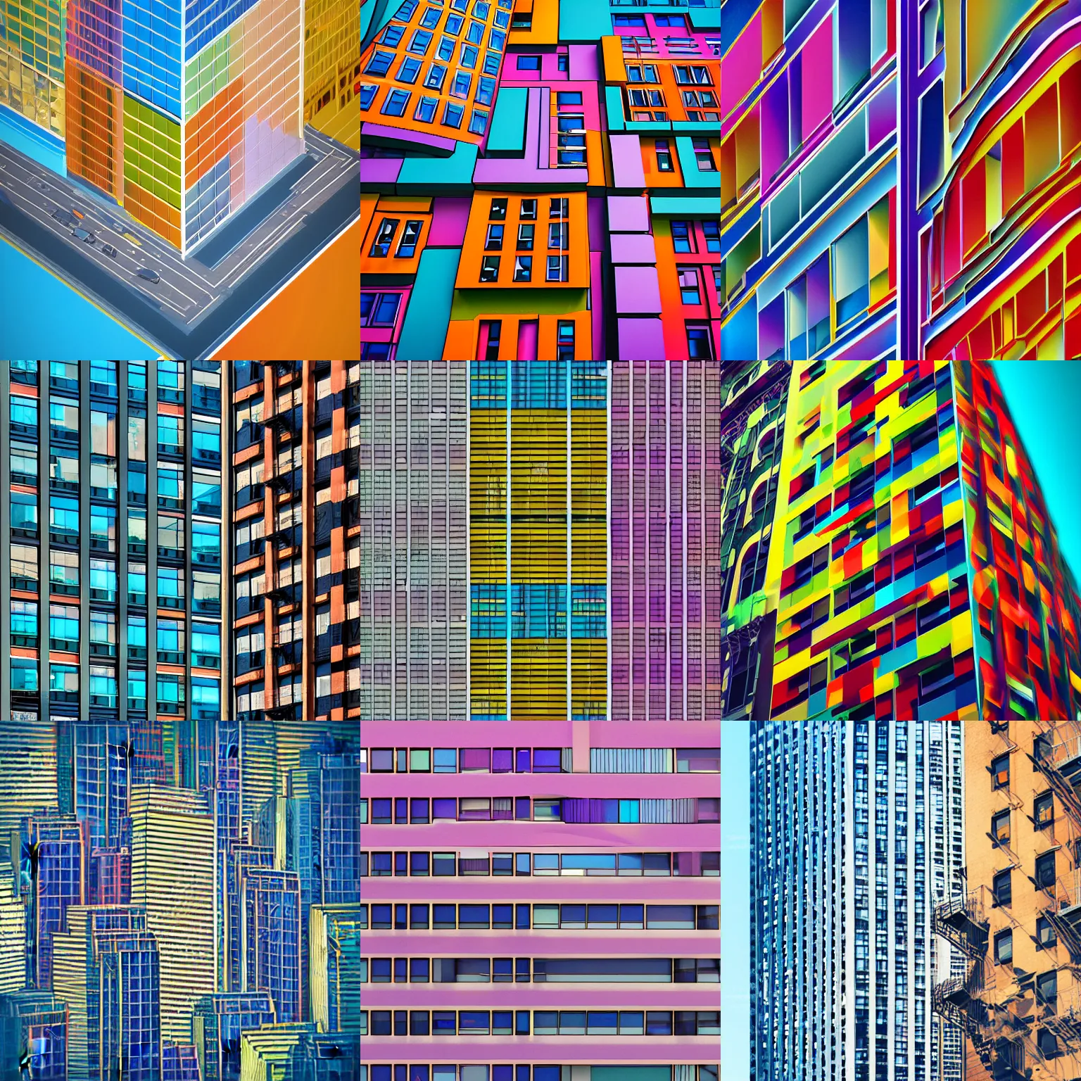 Prompt: new york city building abstract geometric colorful render
