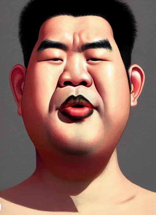 Prompt: portrait of a plump thai man with a crooked nose and a confident expression, 1 9 6 0 s, black clothes, goth, punk, brightly coloured hair, funk, intricate, elegant, highly detailed, digital painting, artstation, concept art, smooth, sharp focus, illustration, art by wlop, mars ravelo and greg rutkowski