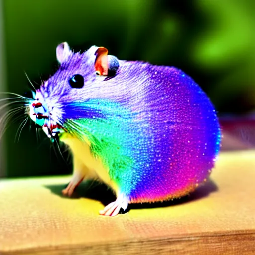 Image similar to hamster made out of rainbow crystals