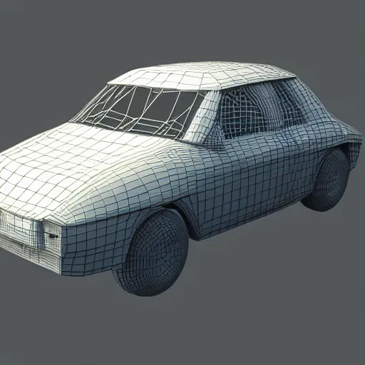 Image similar to a 3d low poly game object of a retro car from eastern Europe