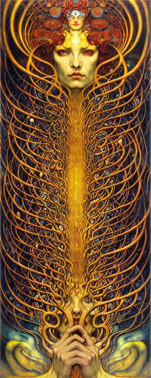 Image similar to Divine Chaos Engine by Karol Bak, Jean Delville, William Blake, Gustav Klimt, and Vincent Van Gogh, symbolist, visionary