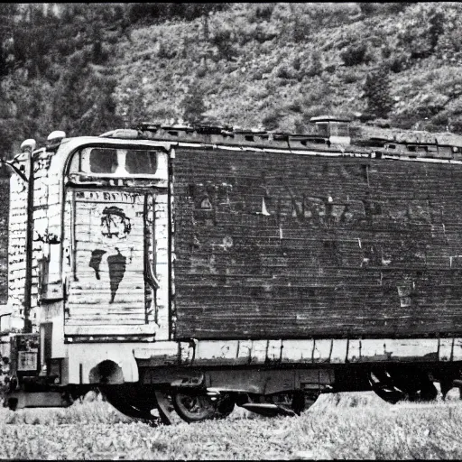 Prompt: the disembodied spirit of a dangerous railroad demon, Boxcar on the railroad, Cinematic, 35mm, film still from horror movie