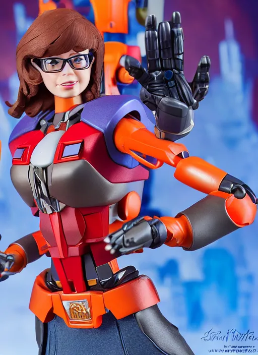 Prompt: Transformers Autobot Velma Dinkley action figure from Transformers: Robots in Disguise (2015), symmetrical details, by Hasbro, Takaratomy, tfwiki.net photography, product photography, official media