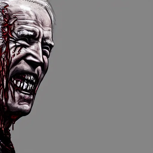 Image similar to joe biden as a rotting zombie, full body portrait, in a front of podeum, horror core, apocalyptic, feeling of grimdark, sharp focus, fiction, hyper detailed, digital art, trending in artstation, cinematic lighting, studio quality, smooth render, unreal engine 5 rendered, octane rendered, art style and nixeu and wlop and krenz cushart