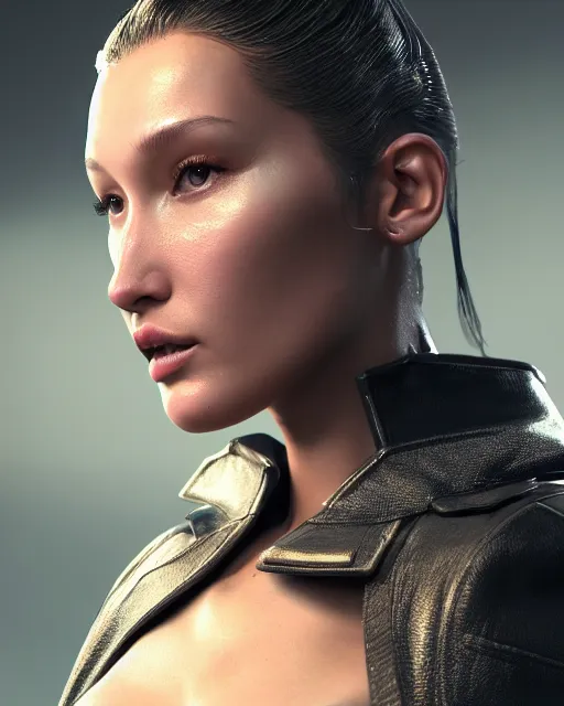 Image similar to a highly detailed metahuman 8 k close up render of bella hadid in ieronim bosch style trending on artstation made in unreal engine 4