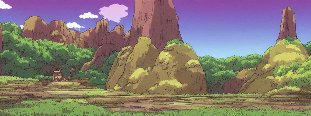 Prompt: bland landscape background wide angle shot parallax by studio ghibli