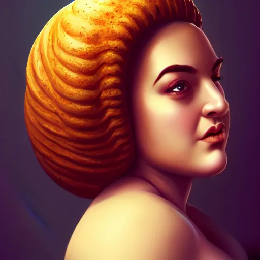 Prompt: portrait of a heavy stocky petite gorgeous beautiful beautiful woman, with a bundt bundt pan face, greek romanian, glasses, wide shot, digital art, top, detailed , 8k, trending on artstation