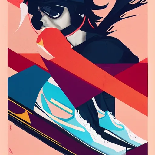 Prompt: Advertisement for Nike x Speed Racer by Sachin Teng :4 stylish, asymmetrical, Matte Painting , Vector , geometric shapes, hard edges, graffiti, street art:2 Masterpiece, impressive detail, vibrant, by Sachin Teng:4