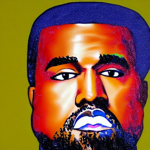 Image similar to Kanye west painting by bob ross 4k detail