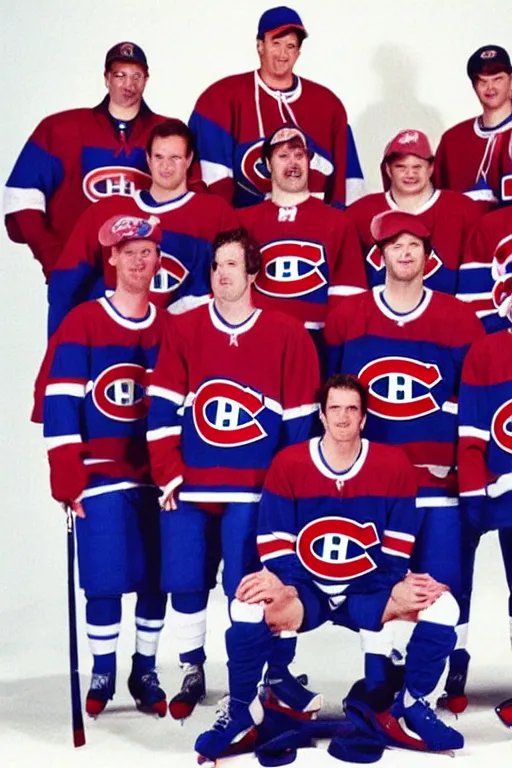 Prompt: montreal canadiens team portrait, 1 9 9 3