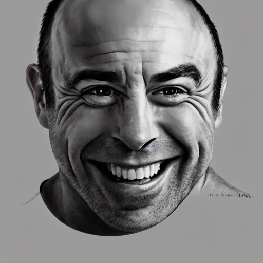 Image similar to Joe Rogan laughing, single subject, portrait, intricate, highly detailed, concept art, smooth, sharp focus