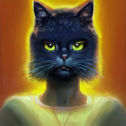 Image similar to A space realistic cat with big and cute eyes, fine-face, realistic shaded perfect face, fine details. realistic shaded lighting poster by Ilya Kuvshinov katsuhiro otomo ghost-in-the-shell, magali villeneuve, artgerm, Jeremy Lipkin and Michael Garmash, Rob Rey and Kentarõ Miura style, trending on art station