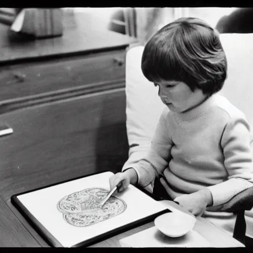 Image similar to 1 9 7 0 s vintage photograph of kennedy using an ipad, very detailed, very intricate,