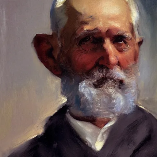 Prompt: detailing character concept portrait of old man by John Singer Sargent, on simple background, oil painting, middle close up composition