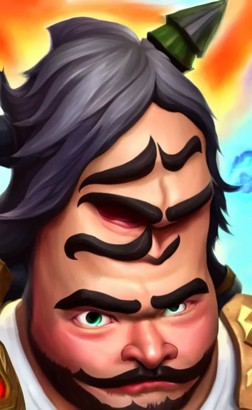 Prompt: Jack Black as a character in the game League of Legends, with a background based on the game League of Legends, detailed face, old 3d graphics