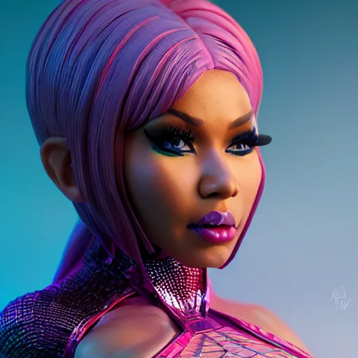 Image similar to nicki minaj action figure, dynamic lighting, action scene, 8 0 mm, highly detailed, soft, dmt, geometric, beautiful, highly detailed, sharp focus, illustration, trending on artstation, artwork by wlop