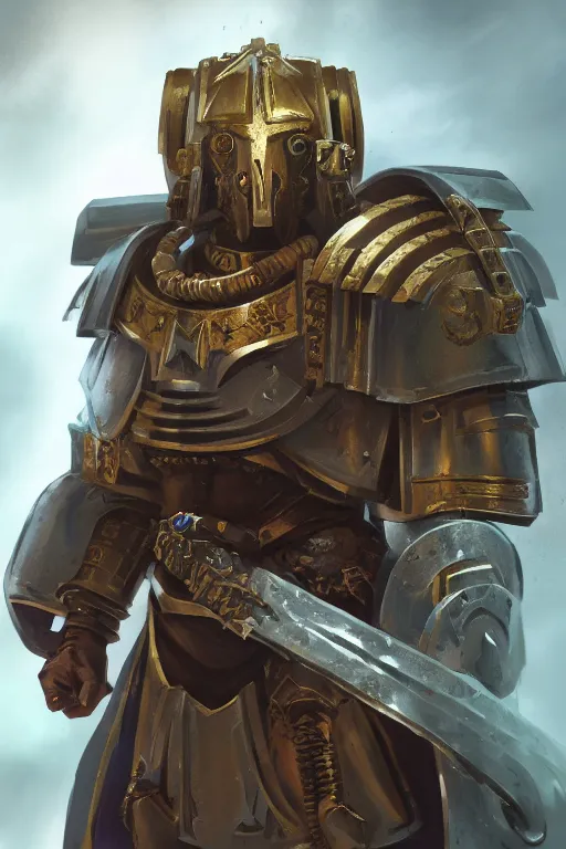 Image similar to armor portrait heros warhammer 4 0 k horus heresy fanart - the primarchs emperor by johannes helgeson animated with vfx concept artist & illustrator global illumination ray tracing hdr fanart arstation zbrush central hardmesh 8 k octane renderer comics stylized