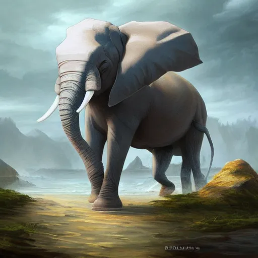 Prompt: dnd loxodon carrying paintings, fantasy, dnd, detailed, digital art, 8 k