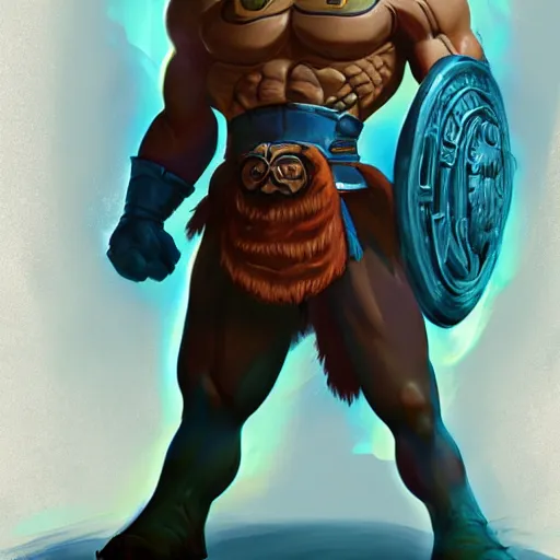 Image similar to He-man Gorpo, styleframe, concept art, artstation, brush texture, painted with oil