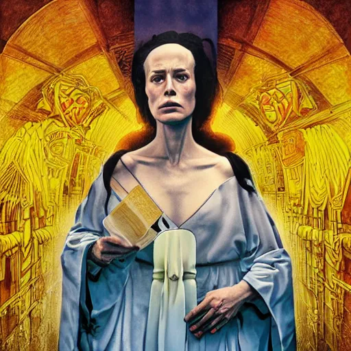 Image similar to portrait of the high priestess, Alejandro Jodorowsky's Holy Mountain, in the style of sergey piskunov