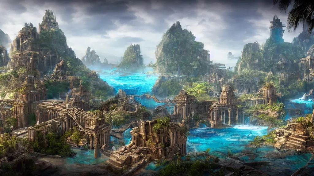 Prompt: lost city of atlantis, fantasy artwork, very very very beautiful scenery, hd, hdr, ue5, ue6, unreal engine 5, cinematic 4k wallpaper, 8k, ultra detailed, high resolution, artstation, award winning