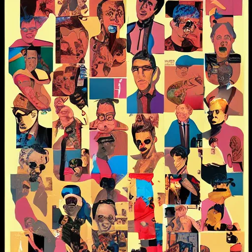 Image similar to come to my block and make a bacon party. pop art style images. symmetrical anatomy. without duplication of images. digital painting. confident posse. concept art. beautiful detailed. artstation. by mel ramos and peter blake