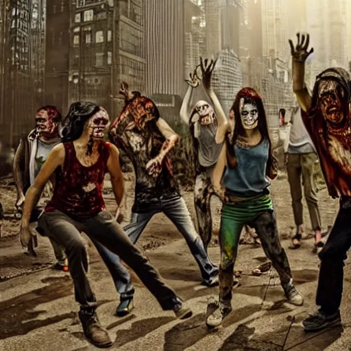 Image similar to zombies crumping in a post - apocalyptic dystopian city