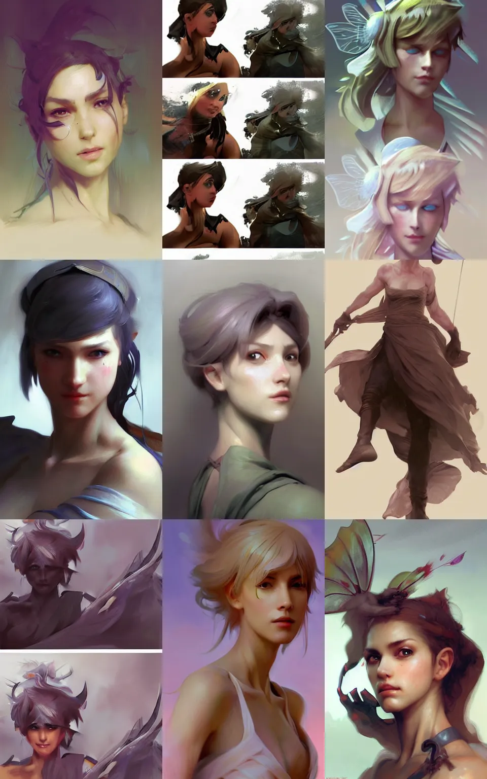 Prompt: character concept portrait, fairy trio, style digital painting, concept art, smooth, sharp focus, illustration, from Metal Gear, by Ruan Jia and Mandy Jurgens and William-Adolphe Bouguereau, Artgerm