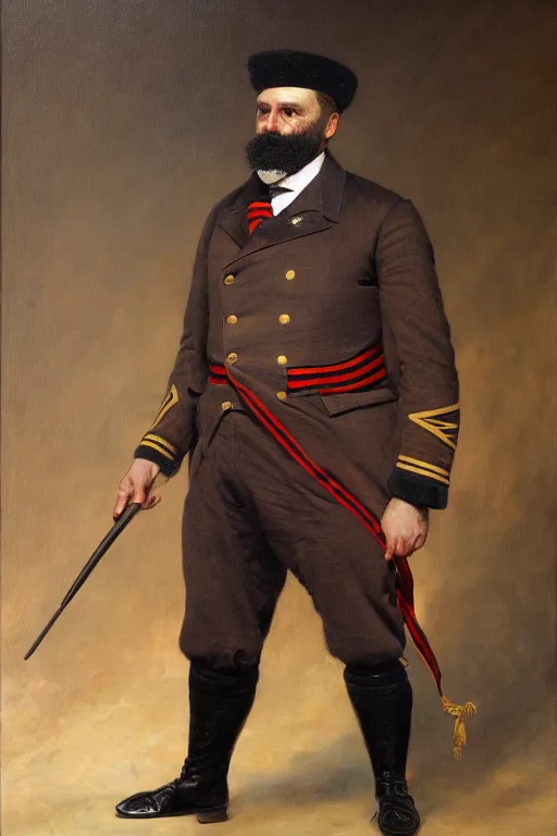 Prompt: full body portrait of the dictator of the chicago bulls, 1 8 8 9, in full military garb, oil on canvas by william sidney mount, trending on artstation