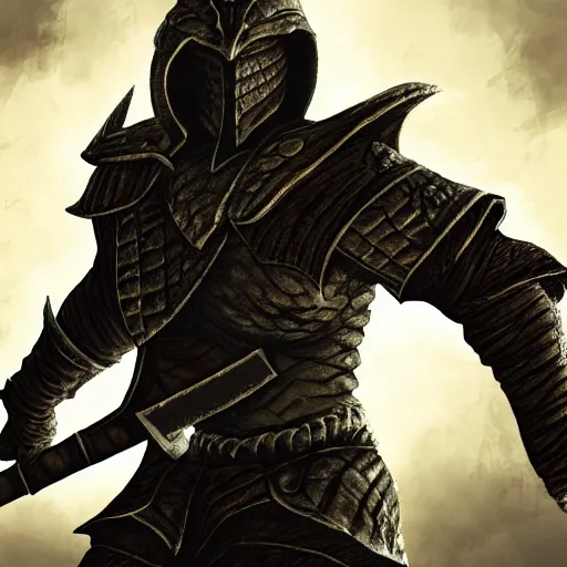 Image similar to the Dragonborn wielding a sword