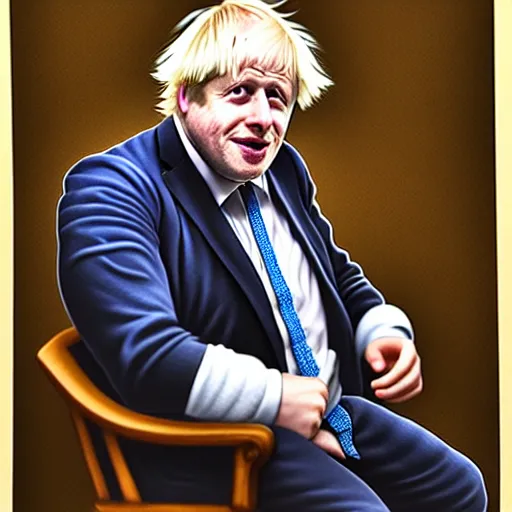 Image similar to boris johnson as a court jester, painting, by weta digital