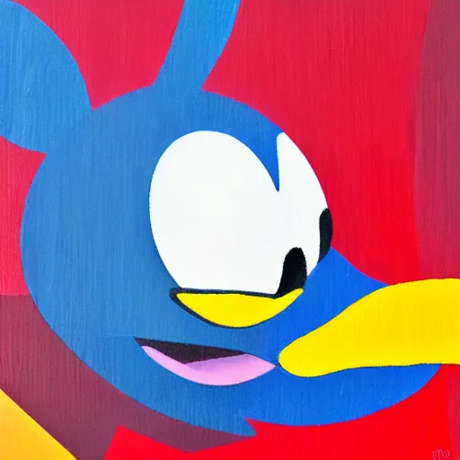 Prompt: modern abstract minimalist art of Donald Duck