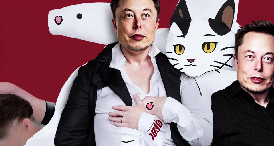 Image similar to elon musk with cat ears dakimakura