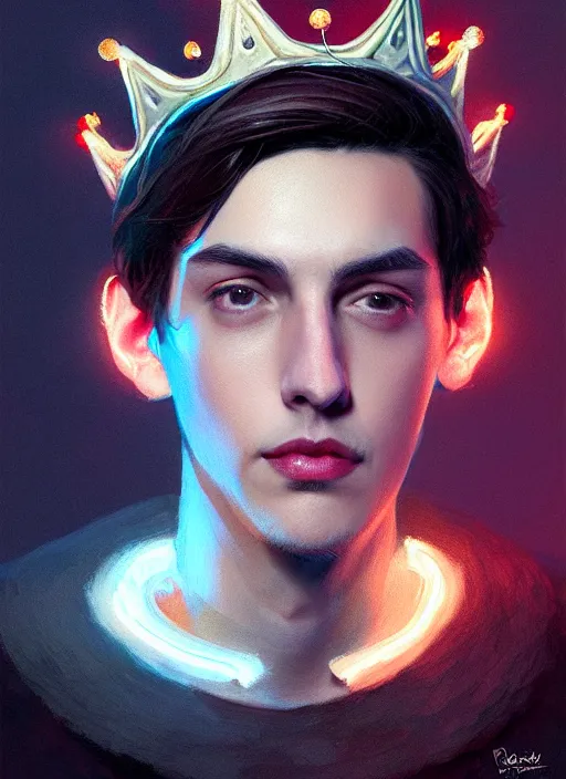 Image similar to portrait of jughead jones, wearing a crown, eyes closed, intricate, elegant, glowing lights, highly detailed, digital painting, artstation, concept art, smooth, sharp focus, illustration, art by wlop, mars ravelo and greg rutkowski