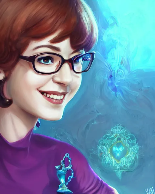 Prompt: a highly detailed illustration of velma from scooby doo, dramatic smile pose intricate, elegant, highly detailed, centered, digital painting, artstation, concept art, smooth, sharp focus, league of legends concept art, extremely detailed eyes, fantastic details full face, mouth, trending on artstation, pixiv, ultrahd, in the style of chris sanders