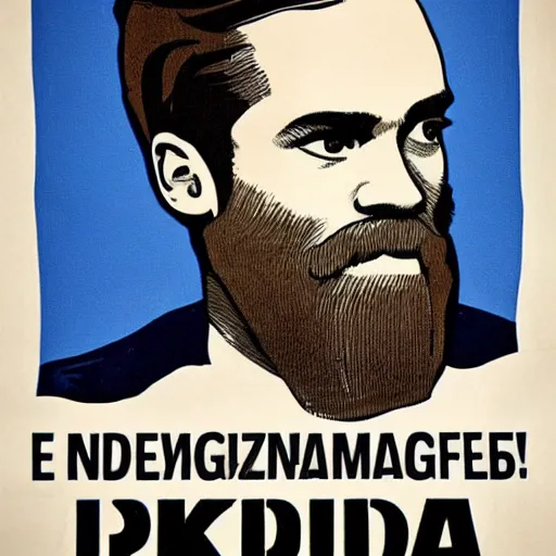 Image similar to Swedish propaganda poster of PewDiePie with the flag of Sweden in the background