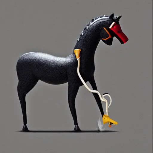 Image similar to an antropomorphic horse wearing a suit smoking a cigar