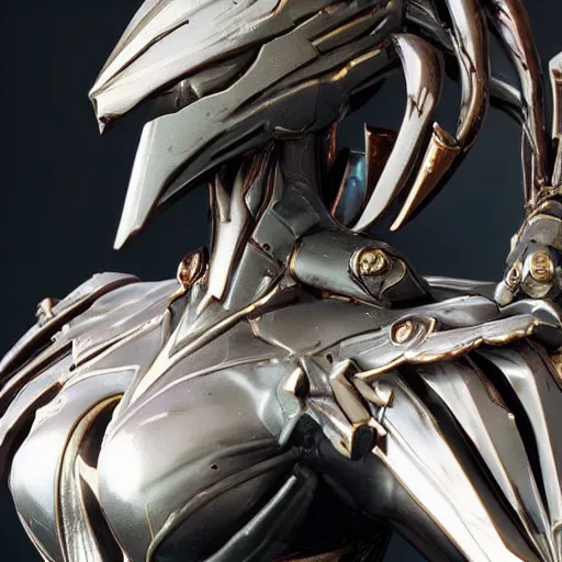 Image similar to close up bust of valkyr prime warframe, doing an elegant pose, highly detailed, artstation, deviantart, 8k octane render