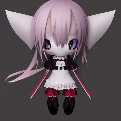 Image similar to cute fumo plush of a gothic maiddroid, anime, vray