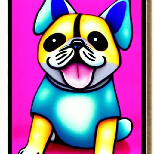 Prompt: Kawaii cute dog, art poster