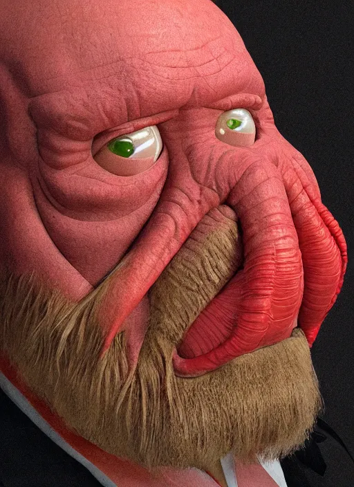 Image similar to photorealistic 3 0 0 0 ( dr. john a. zoidberg ), portrait photography feroflex photorealistic studio lighting ektachrome detailed intricate face details, ultradetails, beautiful face, realistic shaded perfect face, extremely fine details