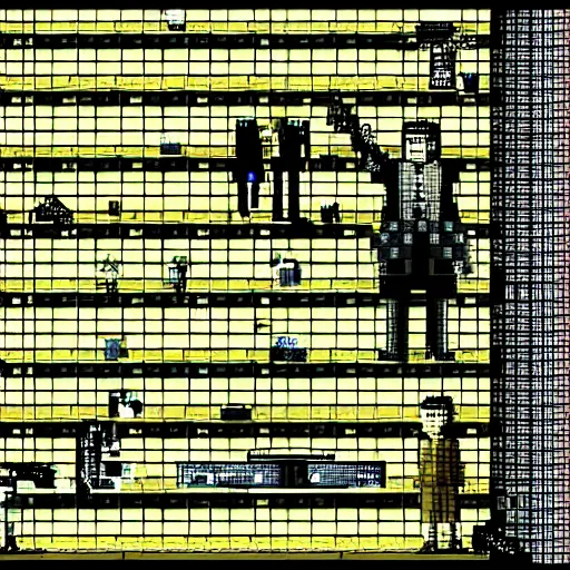 Image similar to Point and click adventure game of The Matrix, pixel art