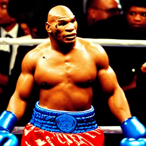 Prompt: uhd a chicken head on mike tyson's body