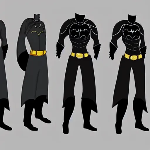 Image similar to clothing design concepts sheet, Medieval batman outfit ,