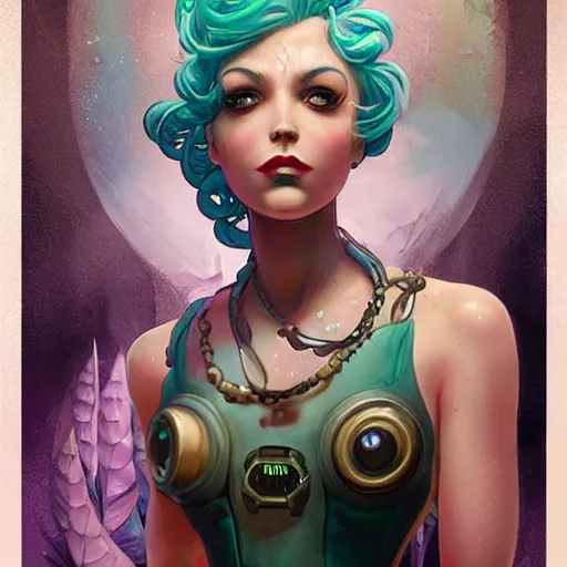 Prompt: Lofi mermaid BioPunk BioShock portrait, Pixar style, by Tristan Eaton Stanley Artgerm and Tom Bagshaw.