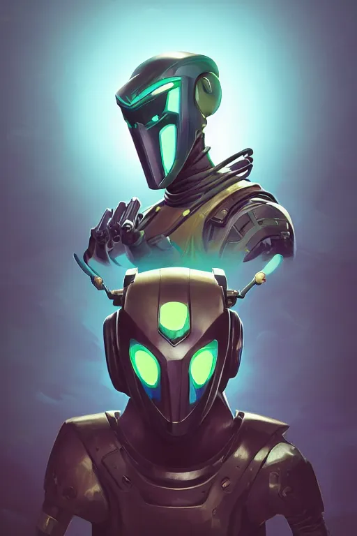 Image similar to epic mask helmet robot ninja portrait stylized as fornite style game design fanart by concept artist gervasio canda, behance hd by jesper ejsing, by rhads, makoto shinkai and lois van baarle, ilya kuvshinov, rossdraws global illumination radiating a glowing aura global illumination ray tracing hdr render in unreal engine 5