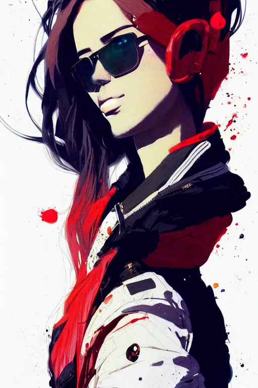 Image similar to a ultradetailed beautiful painting of a stylish woman wearing a bomber jacket, by conrad roset, greg rutkowski and makoto shinkai trending on artstation