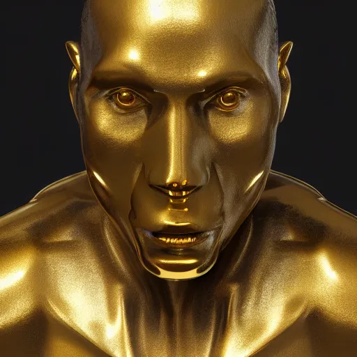 Prompt: portrait of homo sapiens gold statue reflect chrome, 8 k uhd, unreal engine, octane render in the artstyle of finnian macmanus, john park and greg rutkowski